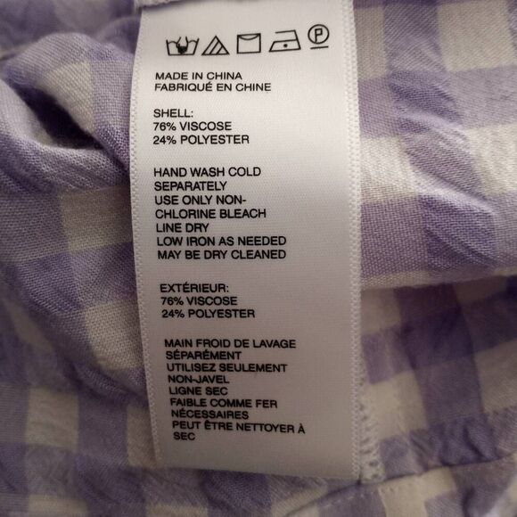 URBAN OUTFITTERS LAVENDER GINGHAM PRINT CROP BUTTON DOWN SHIRT SZ.M EUC. - Picture 6 of 6